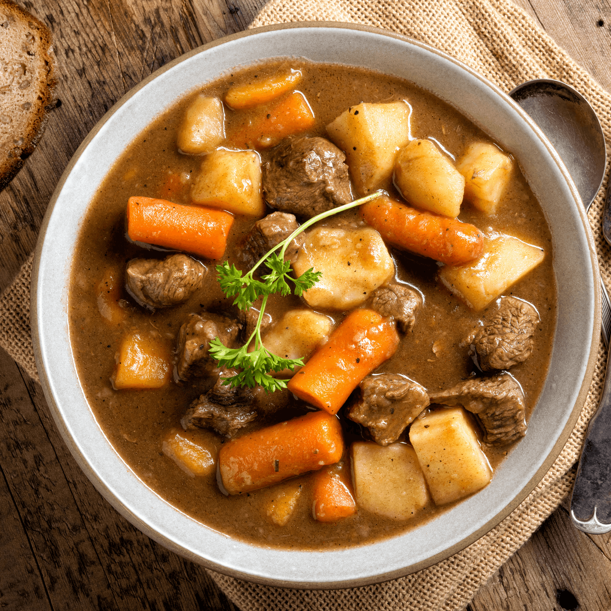 HEARTY BEEF STEW & SPAETZLE