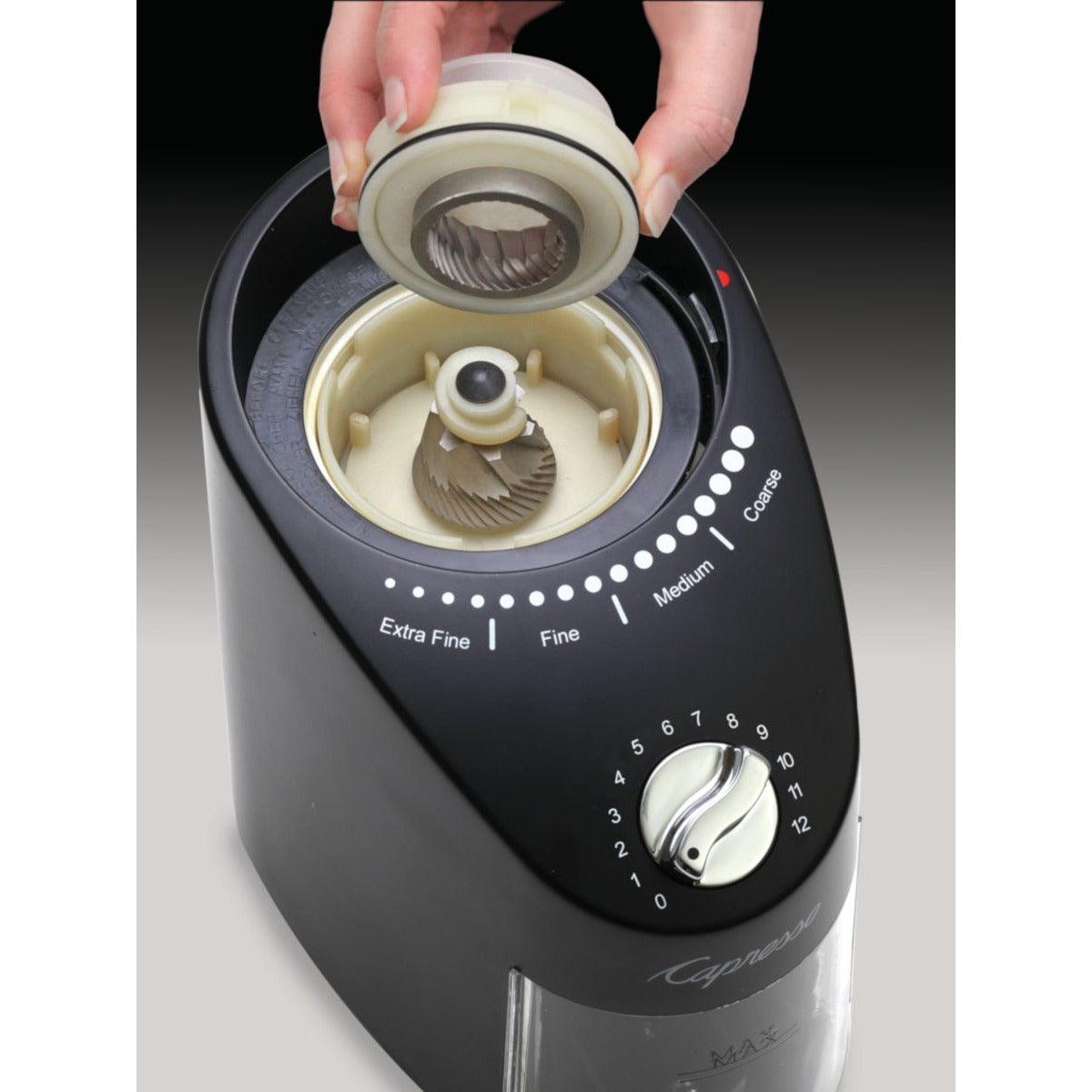 Capresso Infinity Plus Conical Burr Coffee Grinder – Black, 100W – Model 570.01