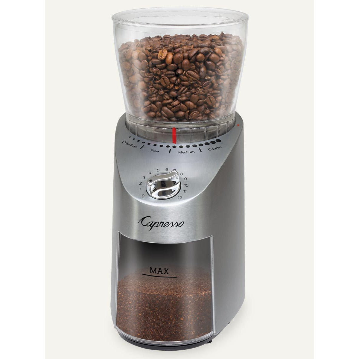 Capresso Infinity Plus Conical Burr Grinder, Stainless Steel (1841542791210)